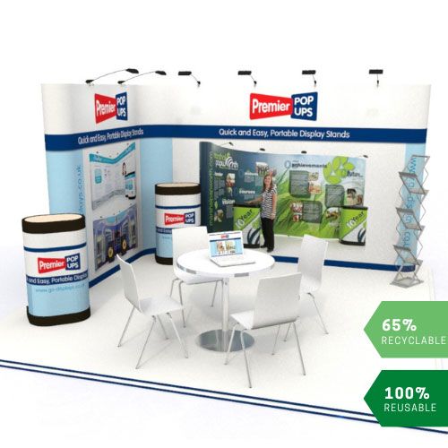 L shaped Pop up Stand with a 3x2 Pop up Display and a 3x4 Pop up Linked together