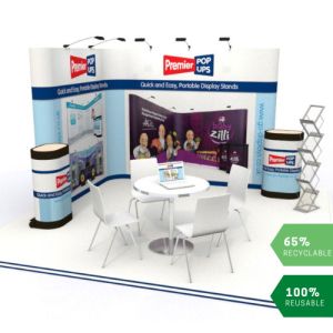 L-Shaped Pop up Display Stand Kit - 3x2 Pop up Stand with 3x3 Pop up Stand